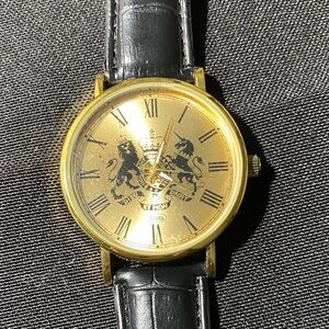 Classic Gold and Black Leather Watch